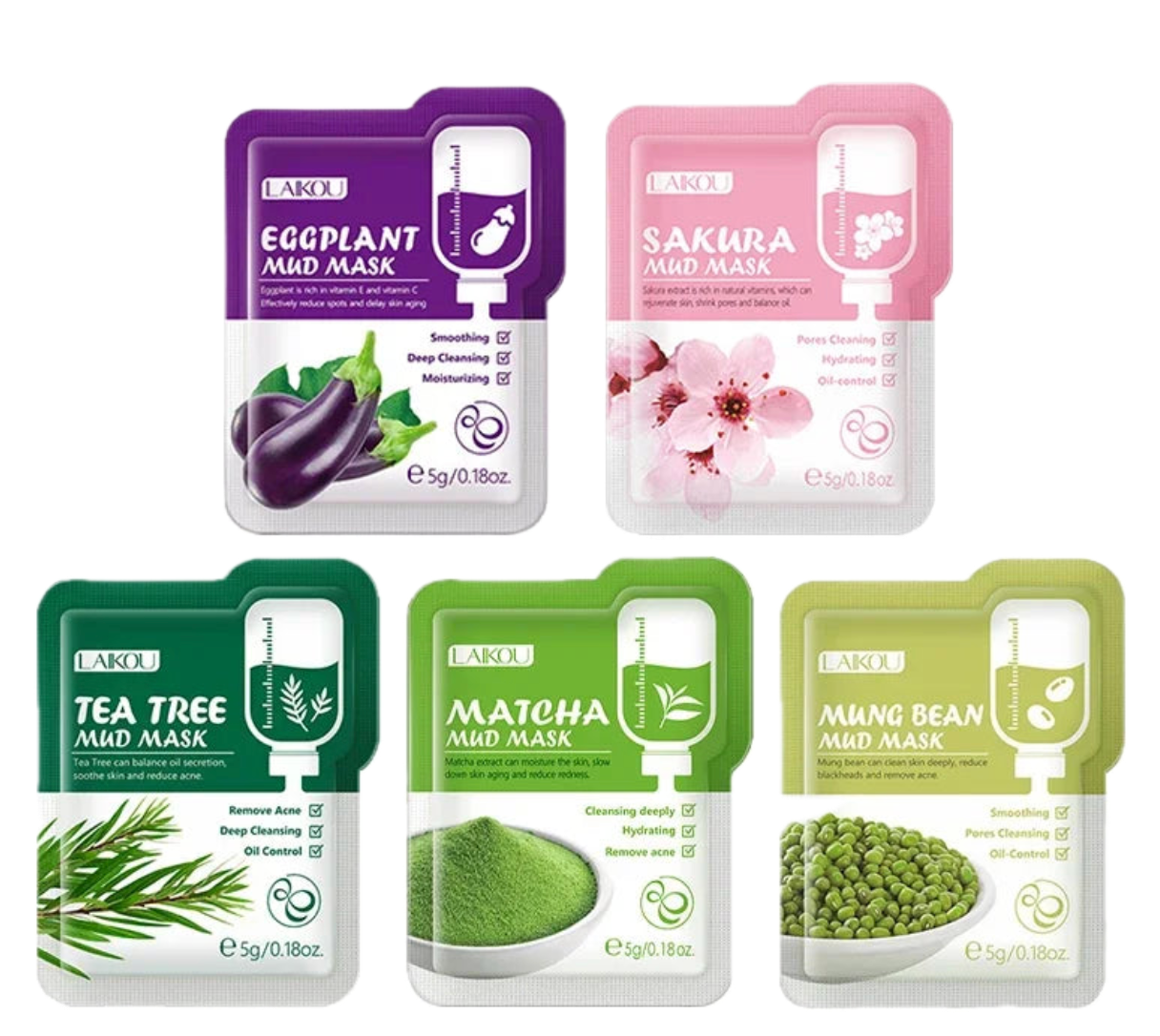 LAIKOU 5pcs Moisturizing Facial Sheet Mask