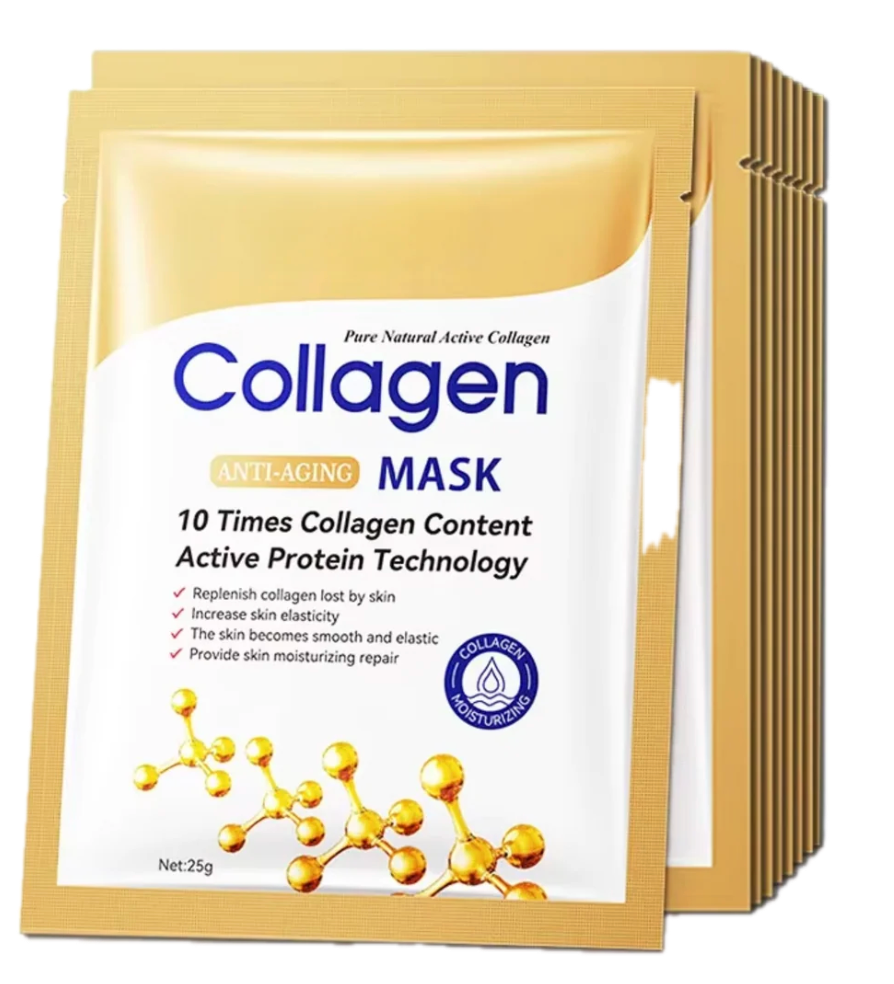 10pcs Anti-Wrinkle Collagen Face Mask Moisturizing Anti-Aging Repair Brightening Care